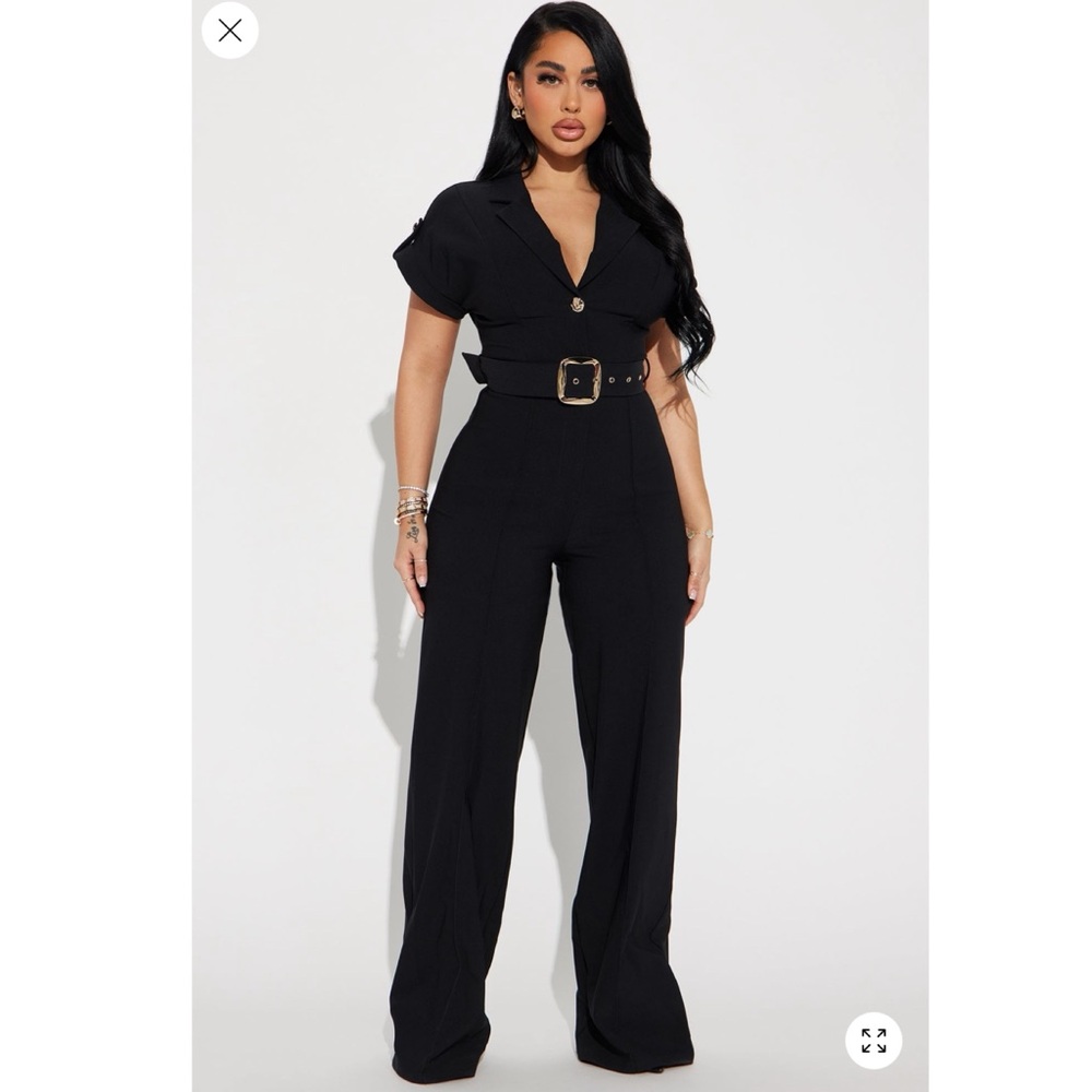 Fashion Nova Classic Black Belted Jumpsuit